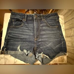 American Eagle High Rise Shortie Distressed Denim Jean Shorts Women's Size 8